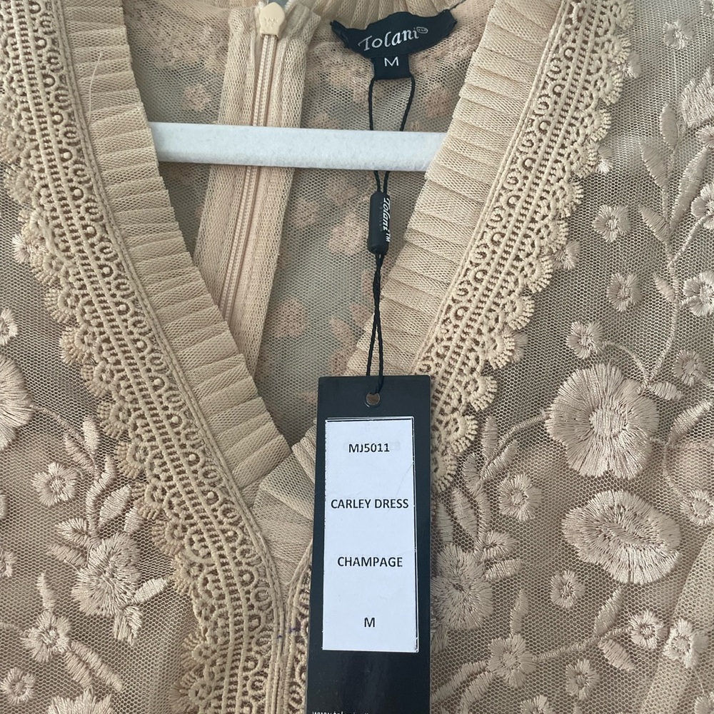 Tolani Beige Floral Lace Dress
